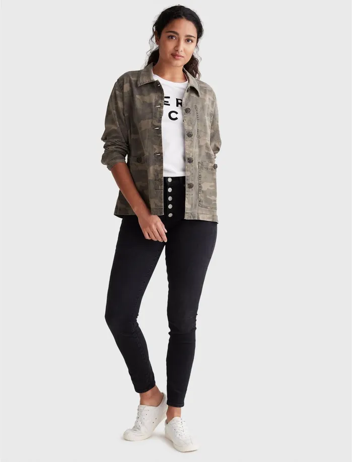 Jackets and Outerwear Women Lucky Brand Casual Chore Coat Camo Multi
