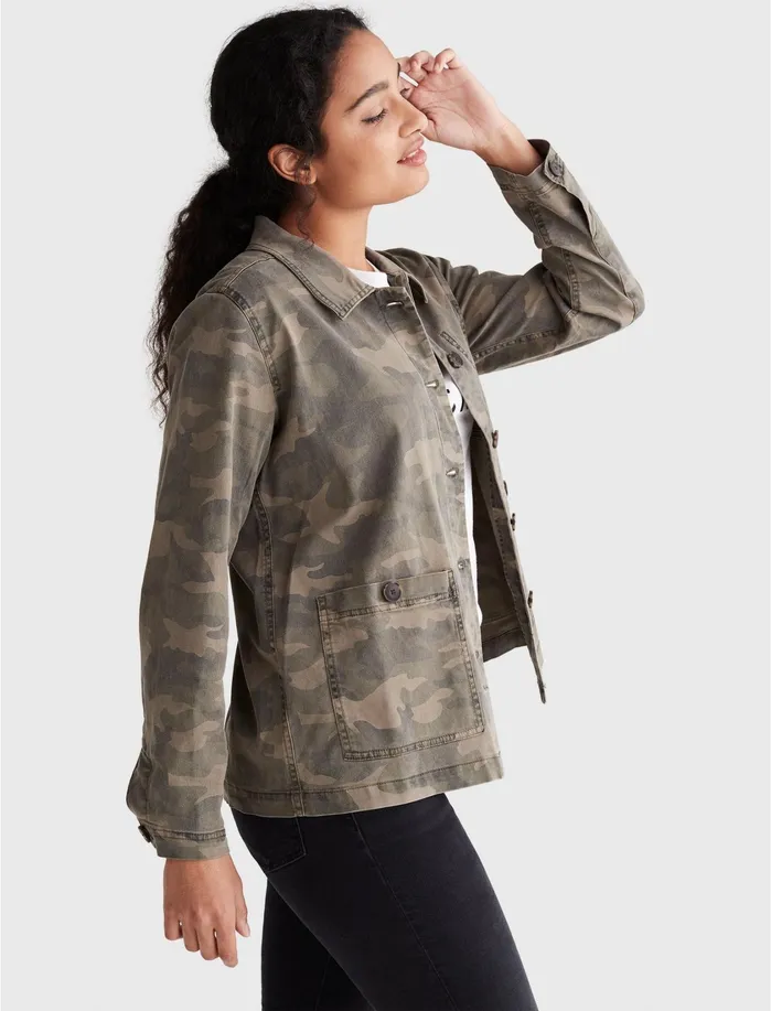 Jackets and Outerwear Women Lucky Brand Casual Chore Coat Camo Multi