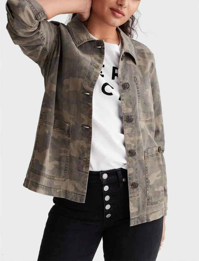 Jackets and Outerwear Women Lucky Brand Casual Chore Coat Camo Multi