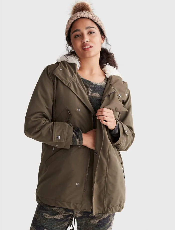 Jackets and Outerwear Women Lucky Brand FAUX FUR COCOON COAT Gill Green