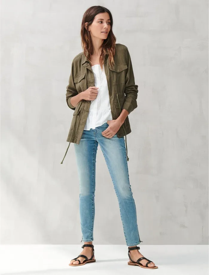 Jackets and Outerwear Women Lucky Brand Linen Utility Jacket Grape Leaf