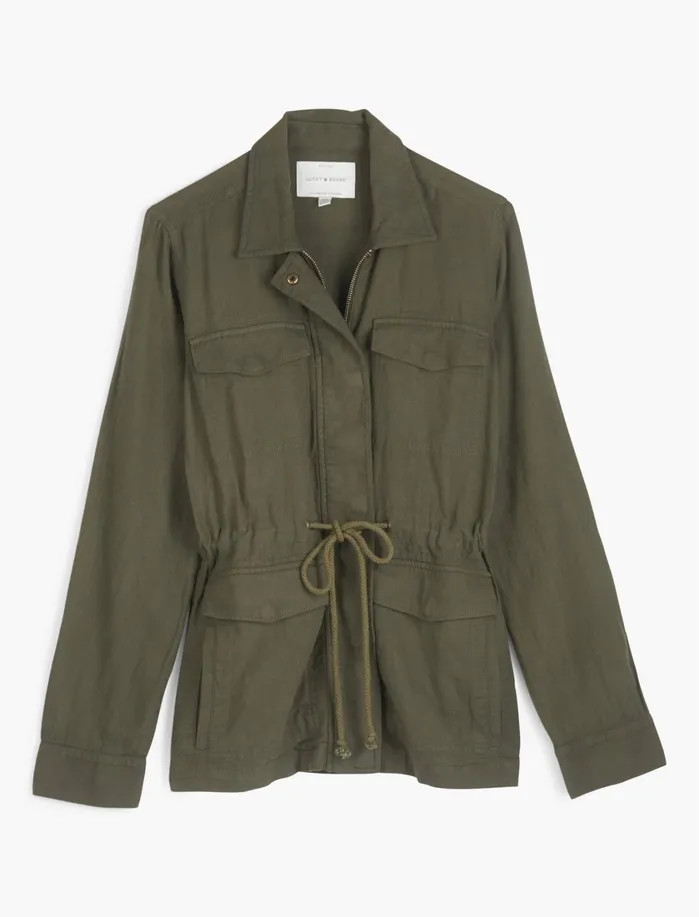 Jackets and Outerwear Women Lucky Brand Linen Utility Jacket Grape Leaf