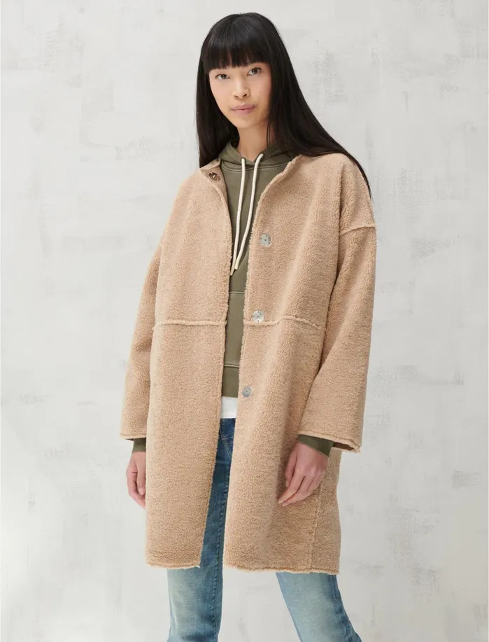 Jackets and Outerwear Women Lucky Brand LONG TEDDY COAT Camel
