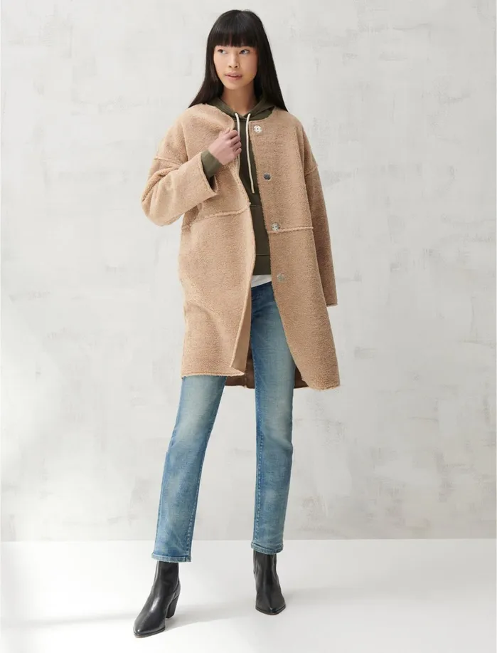 Jackets and Outerwear Women Lucky Brand LONG TEDDY COAT Camel