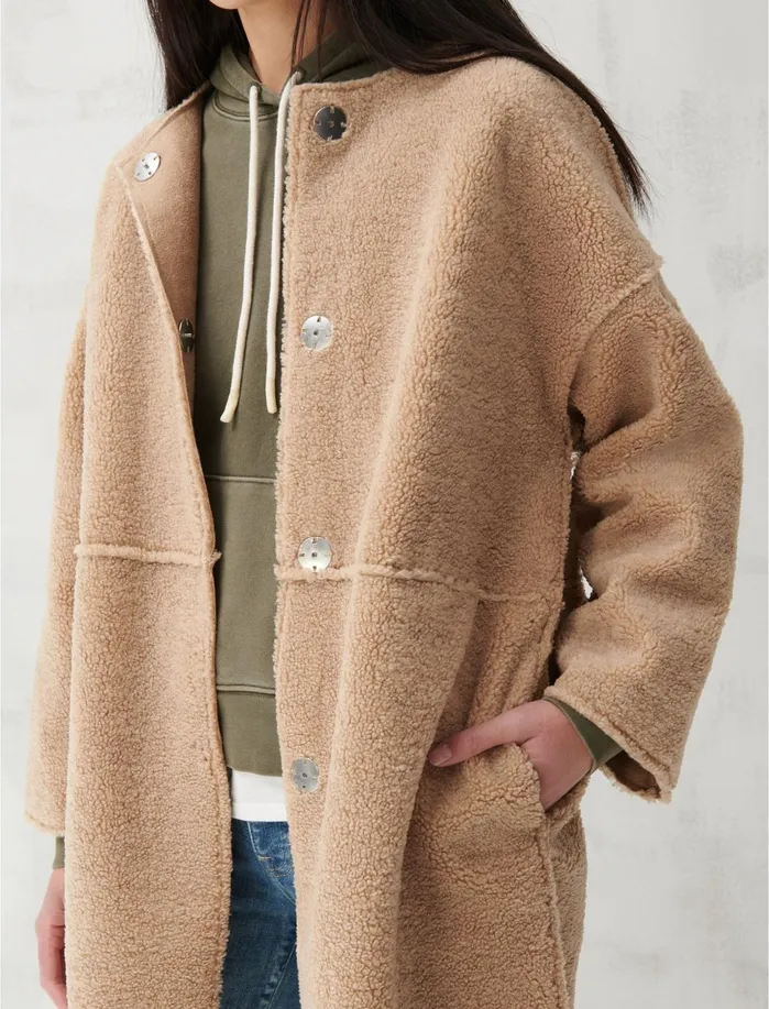 Jackets and Outerwear Women Lucky Brand LONG TEDDY COAT Camel