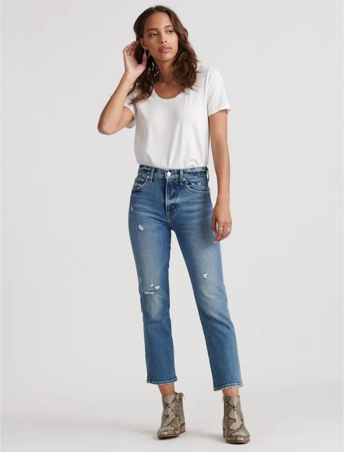 Jeans Women Lucky Brand Authentic Straight Crop Voyage