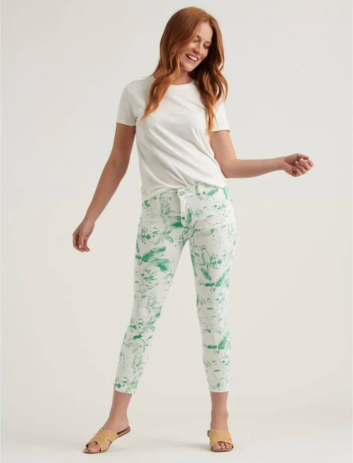 Jeans Women Lucky Brand Low Rise Lolita Crop Jean Green Floral