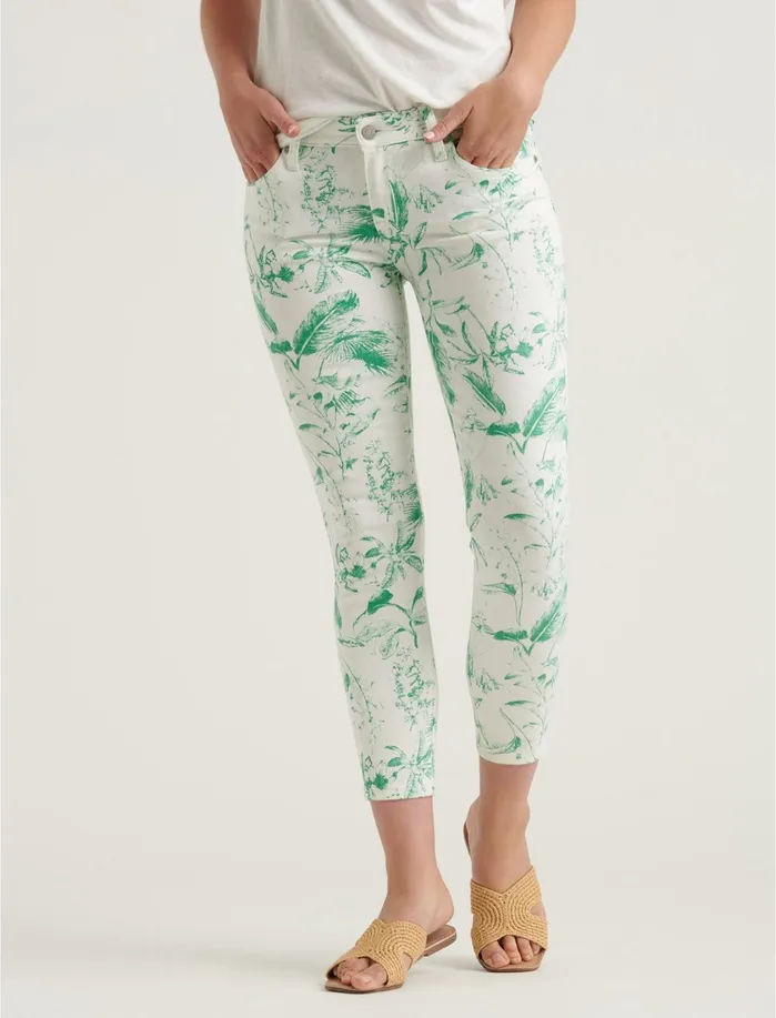 Jeans Women Lucky Brand Low Rise Lolita Crop Jean Green Floral