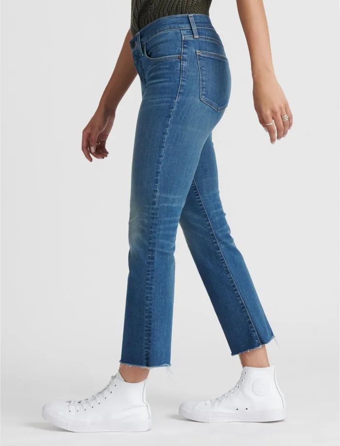 Jeans Women Lucky Brand Mid Rise Ava Crop Mini Boot Radient Fray