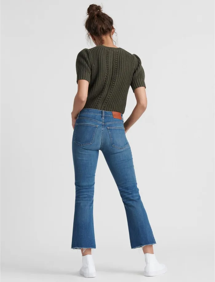 Jeans Women Lucky Brand Mid Rise Ava Crop Mini Boot Radient Fray