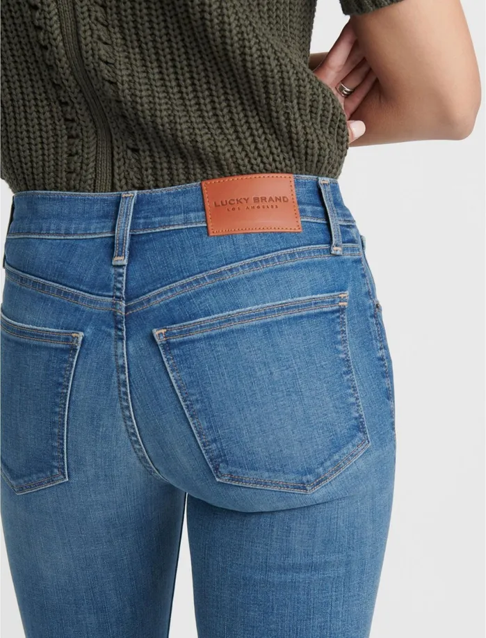 Jeans Women Lucky Brand Mid Rise Ava Crop Mini Boot Radient Fray
