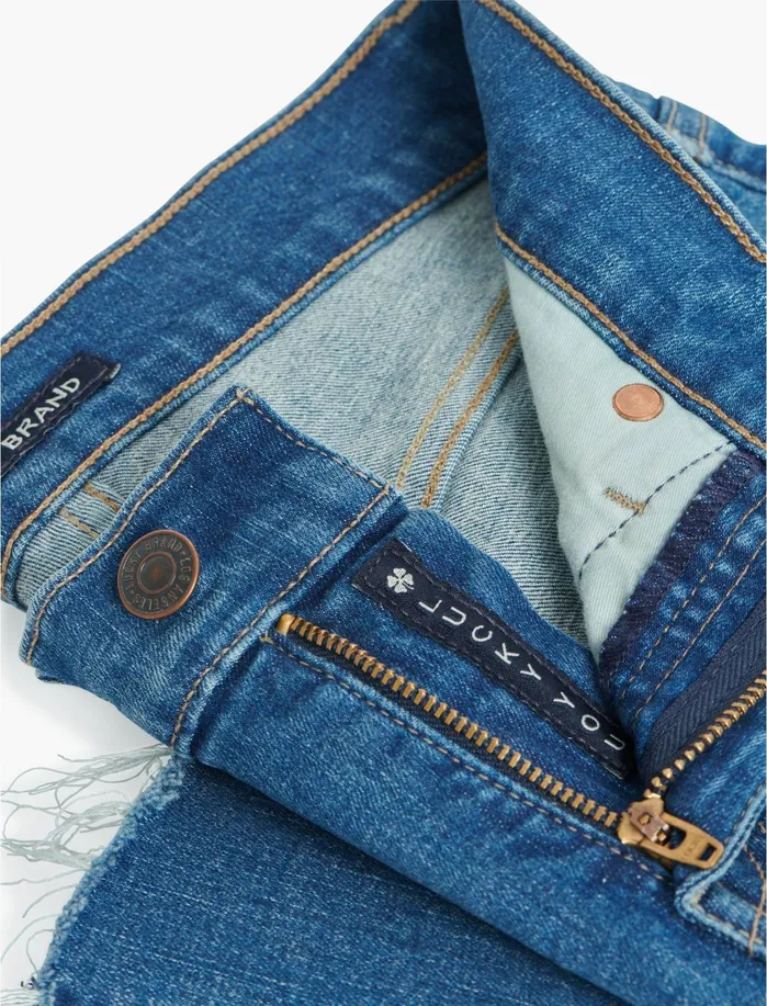 Jeans Women Lucky Brand Mid Rise Ava Crop Mini Boot Radient Fray