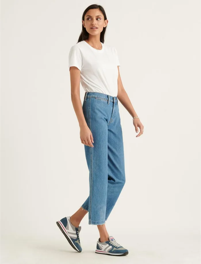 Jeans Women Lucky Brand Mid Rise Crop Wide Leg Jean Flow Ct