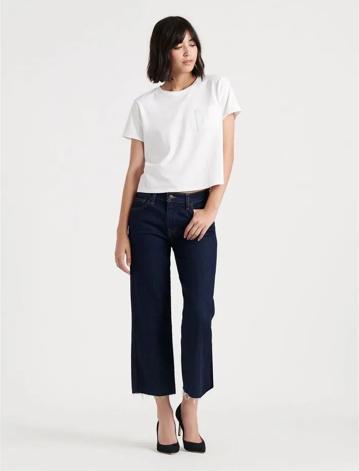 Jeans Women Lucky Brand Mid Rise Crop Wide Leg Jean Rinse Ct