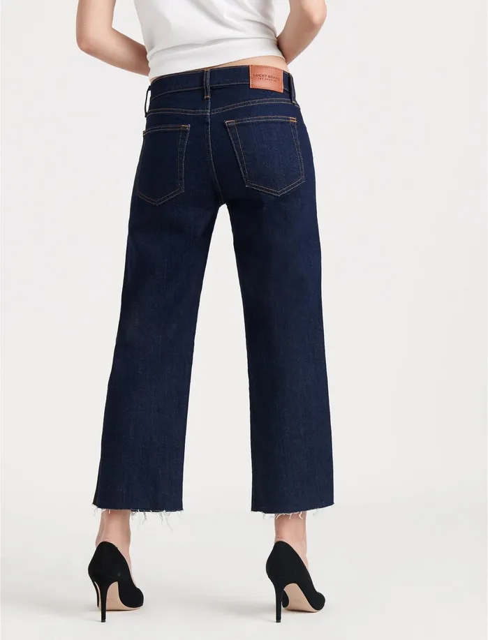 Jeans Women Lucky Brand Mid Rise Crop Wide Leg Jean Rinse Ct