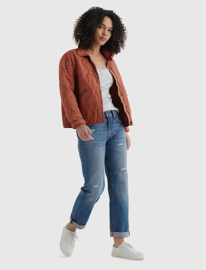Jeans Women Lucky Brand The MidRise Boy Jean Hurricane Dest