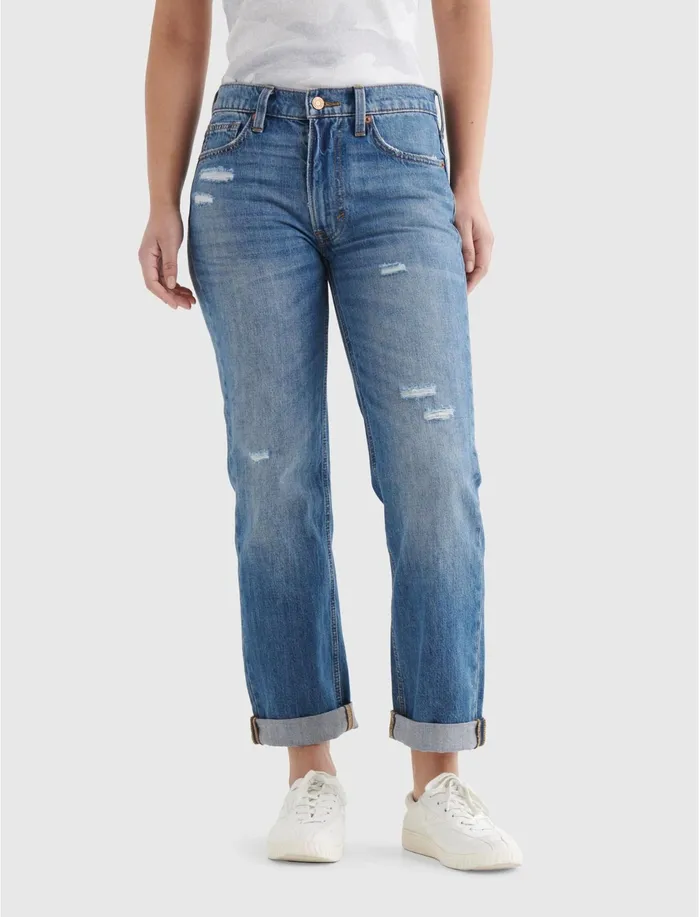 Jeans Women Lucky Brand The MidRise Boy Jean Hurricane Dest