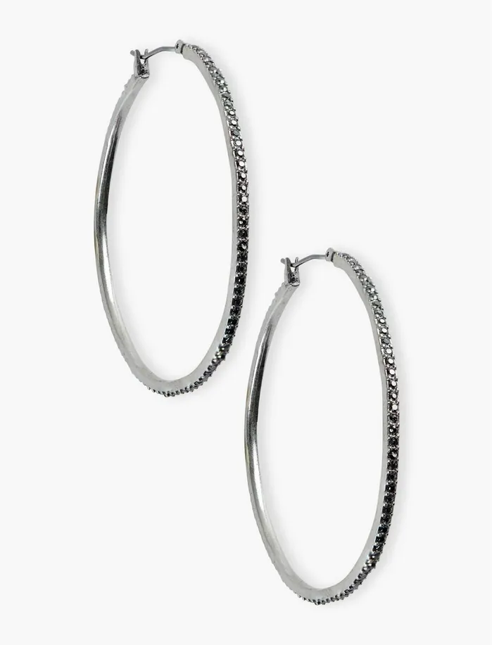 Jewelry Women Lucky Brand Basic Pave Hoop Earring Silver