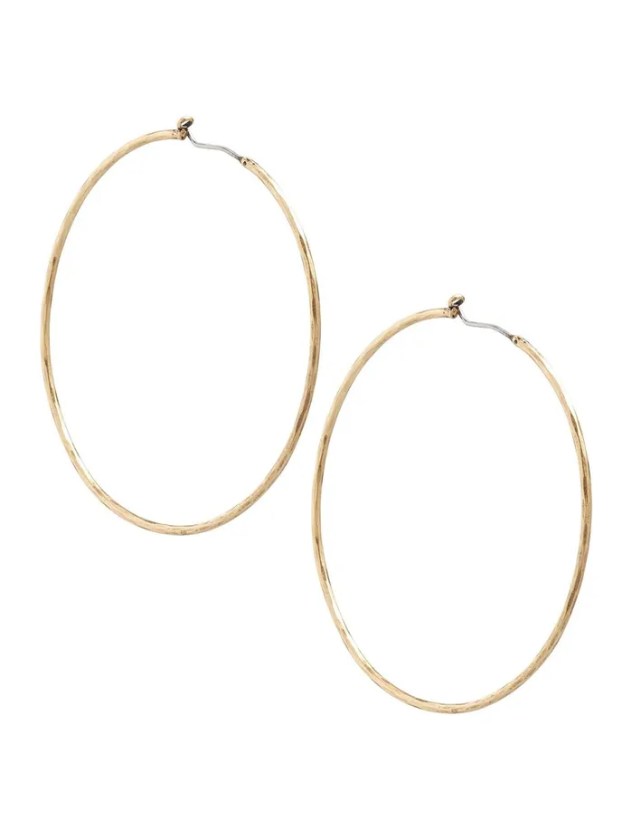 Jewelry Women Lucky Brand Big Hammered Hoop Earrings Gold
