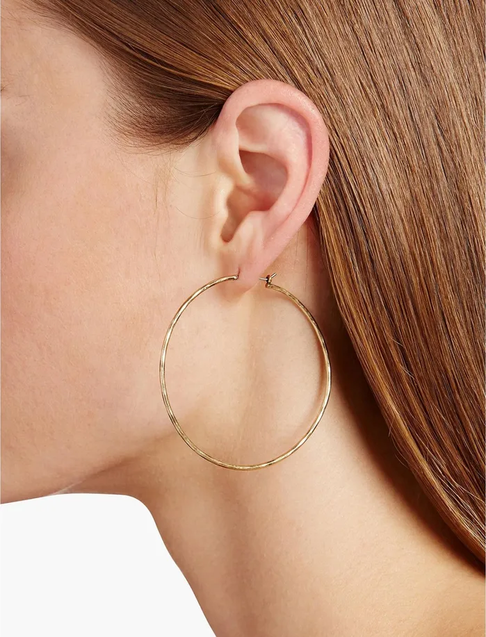Jewelry Women Lucky Brand Big Hammered Hoop Earrings Gold