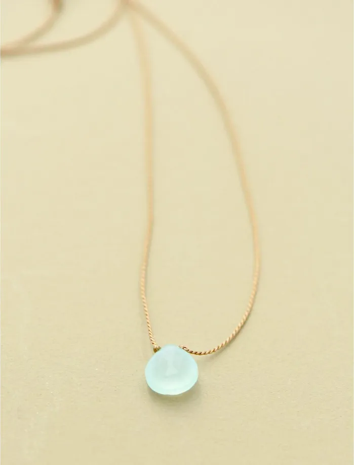 Jewelry Women Lucky Brand Britta Ambauen Blue Chalcedony Teardrop Necklace Gold