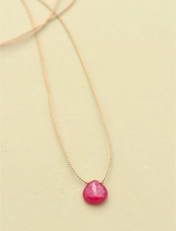 Jewelry Women Lucky Brand Britta Ambauen Ruby Teardrop Necklace Gold