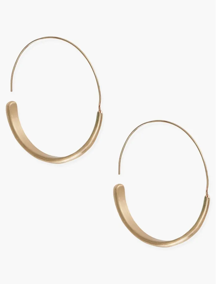 Jewelry Women Lucky Brand Brushed Gold Modern Hoop Earrings Gold