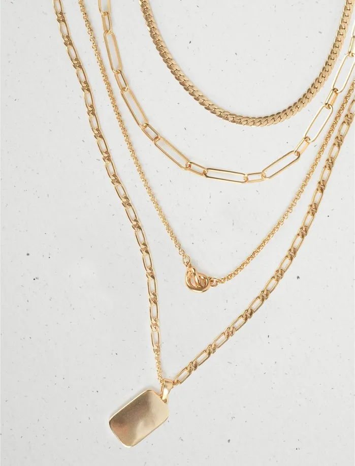 Jewelry Women Lucky Brand Chunky Chain Layer Necklace Gold