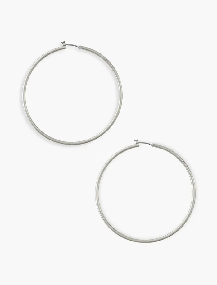 Jewelry Women Lucky Brand Large Skinny Hoop Earrings Silver