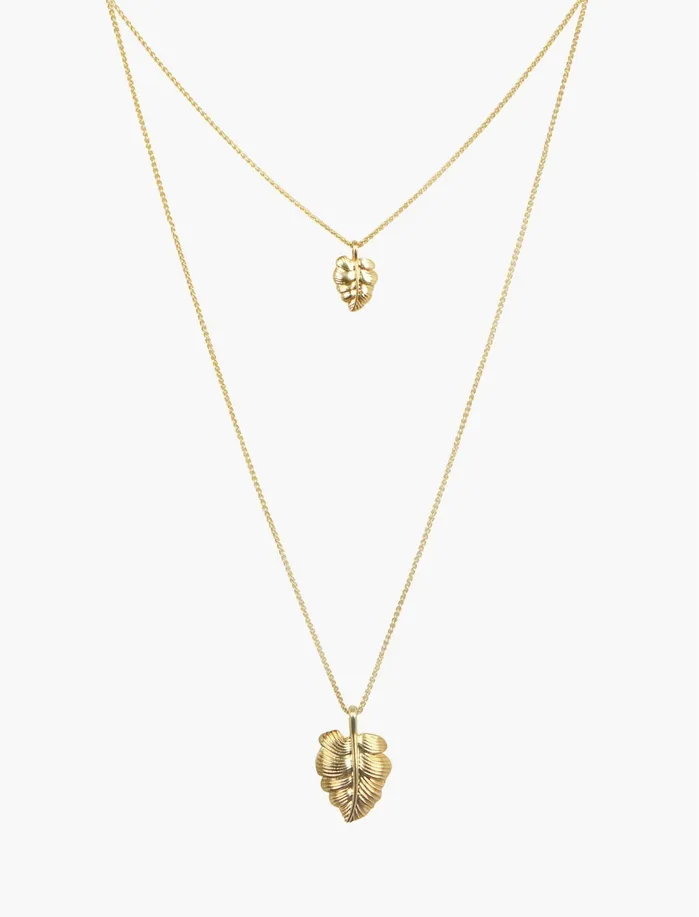 Jewelry Women Lucky Brand Leaf Layer Necklace Gold