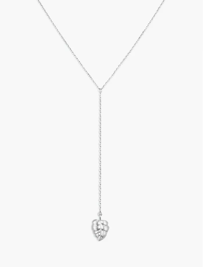 Jewelry Women Lucky Brand Leaf Pendant Necklace Silver