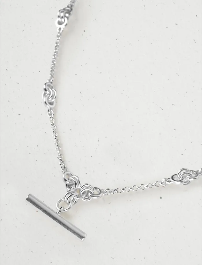 Jewelry Women Lucky Brand Link Toggle Collar Necklace Silver