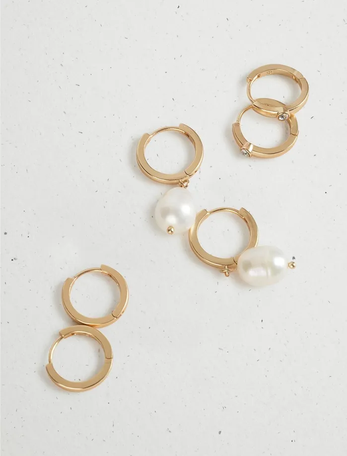 Jewelry Women Lucky Brand Pearl Huggie Trio Gold