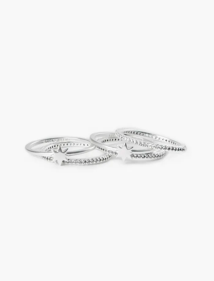 Jewelry Women Lucky Brand Star Stack Ring Silver