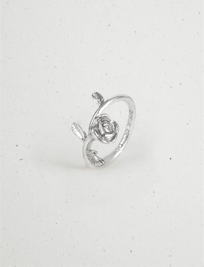 Jewelry Women Lucky Brand Wrapped Rose Ring Silver