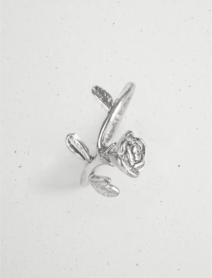 Jewelry Women Lucky Brand Wrapped Rose Ring Silver