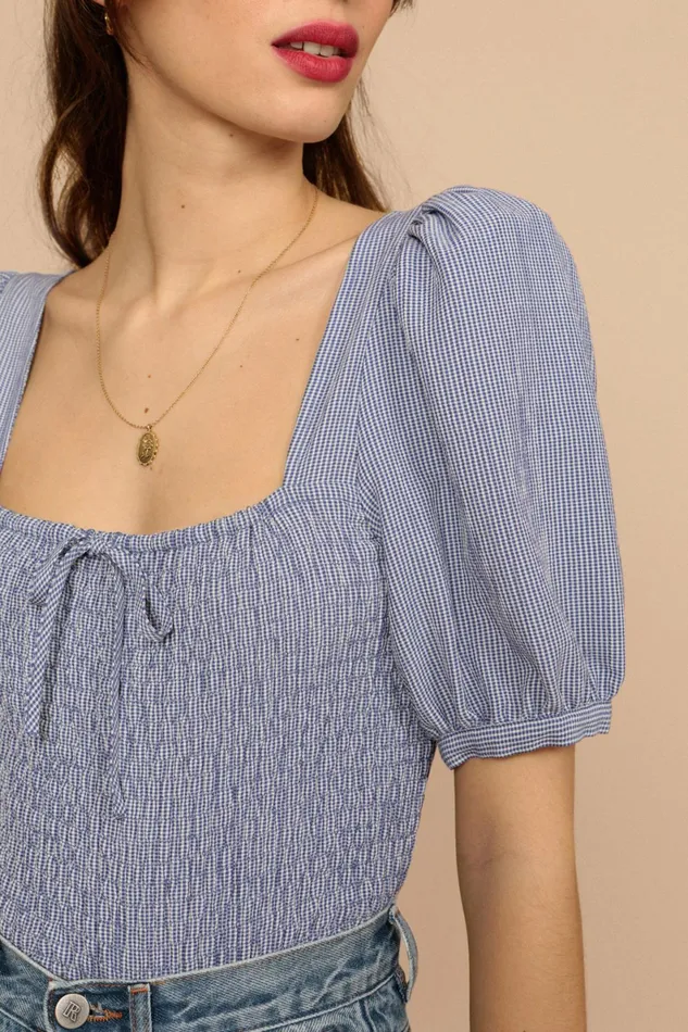 KATIA Top Bleu Vichy Women Rouje Blouses and Tops