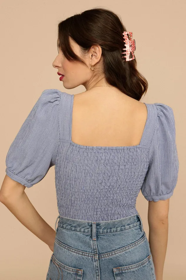 KATIA Top Bleu Vichy Women Rouje Blouses and Tops