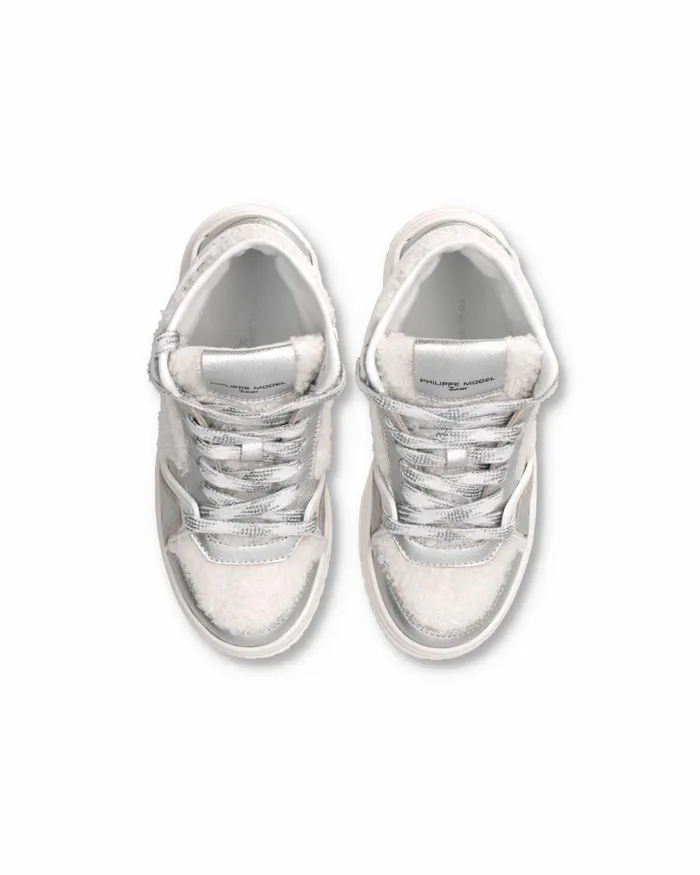 Kids Sneakers La Grande Tennis Kids White Silver JUNIOR Philippe Model Paris Kids Junior 2840