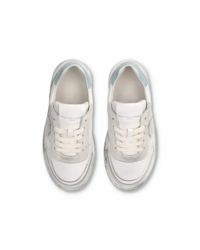Kids Sneakers Nice Tennis Kids White Turquoise JUNIOR Philippe Model Paris Kids Junior 2840