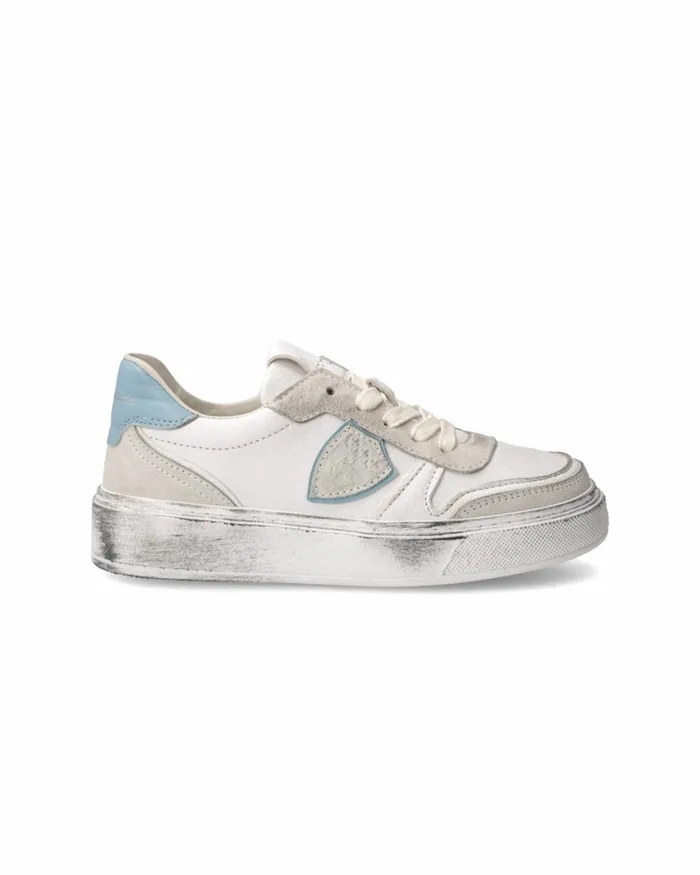Kids Sneakers Nice Tennis Kids White Turquoise JUNIOR Philippe Model Paris Kids Junior 2840