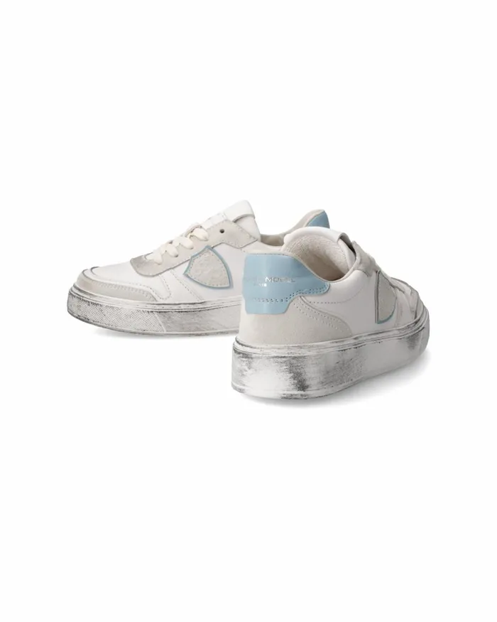 Kids Sneakers Nice Tennis Kids White Turquoise JUNIOR Philippe Model Paris Kids Junior 2840
