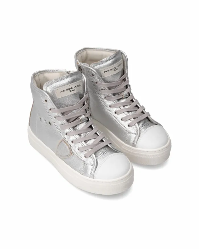 Kids Sneakers Paris Haute Tennis Kids Silver JUNIOR Philippe Model Paris Kids Mini Me Kids Sneakers Paris Haute Tennis Kids Silver JUNIOR Philippe Model Paris Kids Mini Me