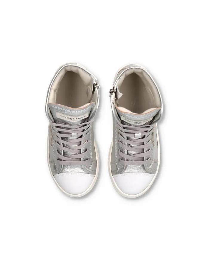 Kids Sneakers Paris Haute Tennis Kids Silver JUNIOR Philippe Model Paris Kids Mini Me
