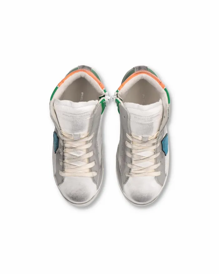 Kids Sneakers Paris Tennis Kids White Green Orange JUNIOR Philippe Model Paris Kids Junior 2840