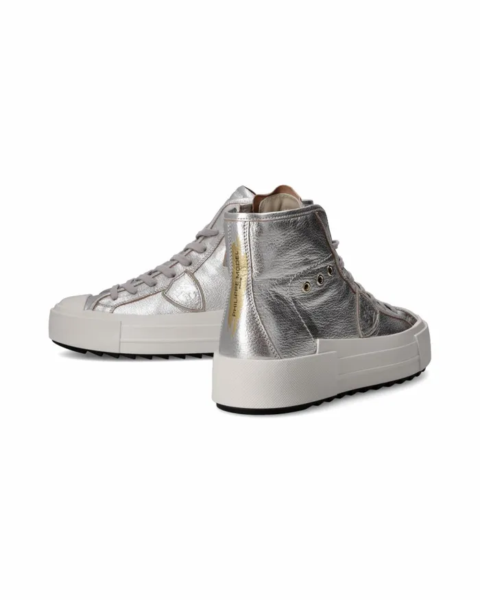 KidsWomen Paris Haute Sneakers Silver Shoes For Woman Philippe Model Paris Kids Mini Me