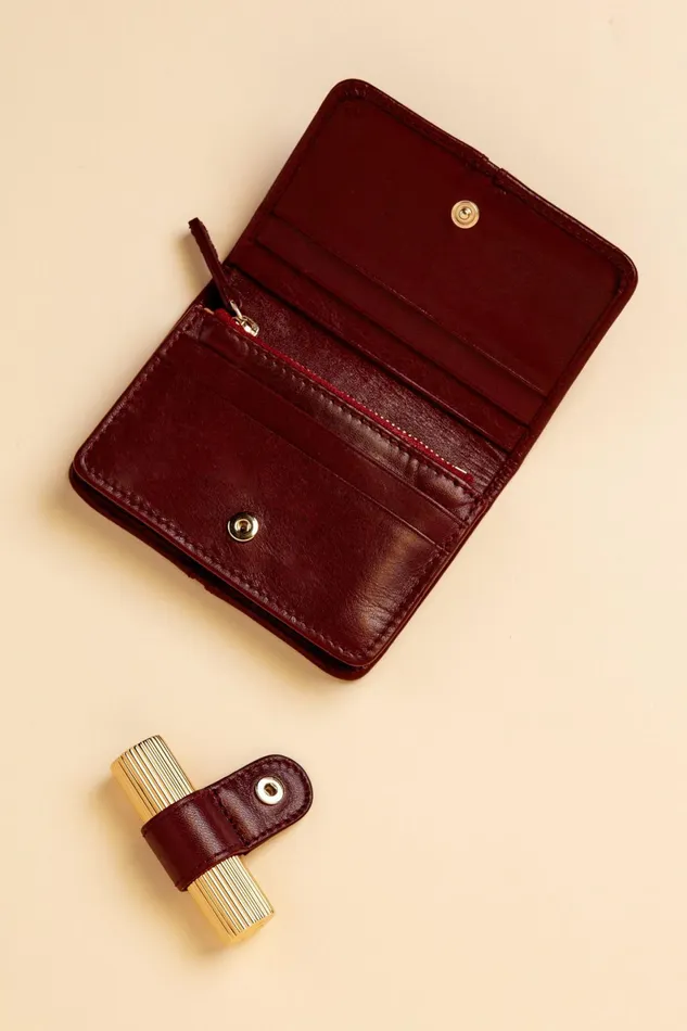 KIKI Wallet Nappa Bordeaux Women Rouje Small Leather Goods