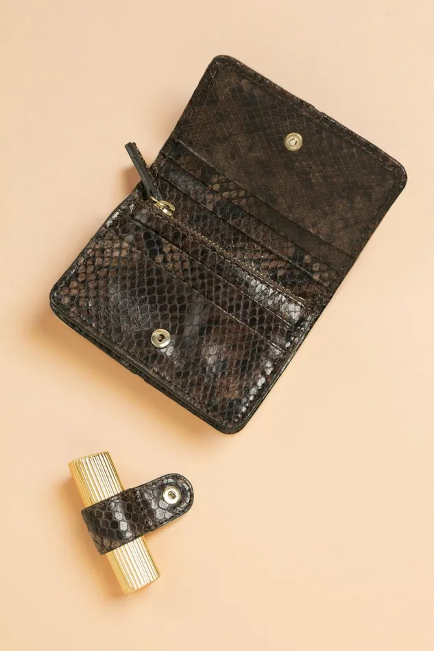 KIKI Wallet Python Chocolat Women Rouje Small Leather Goods
