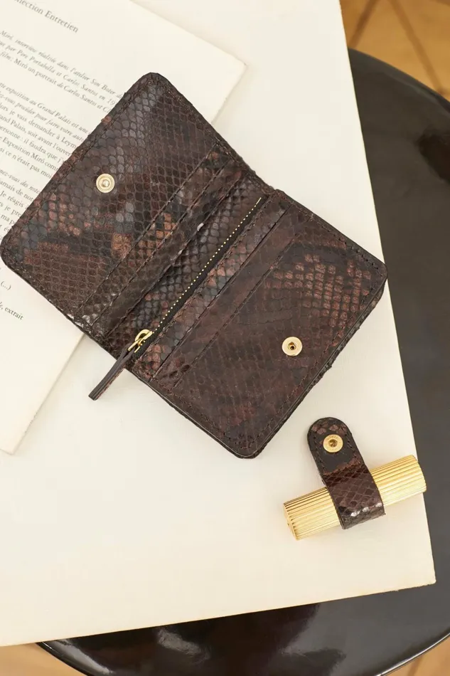 KIKI Wallet Python Chocolat Women Rouje Small Leather Goods