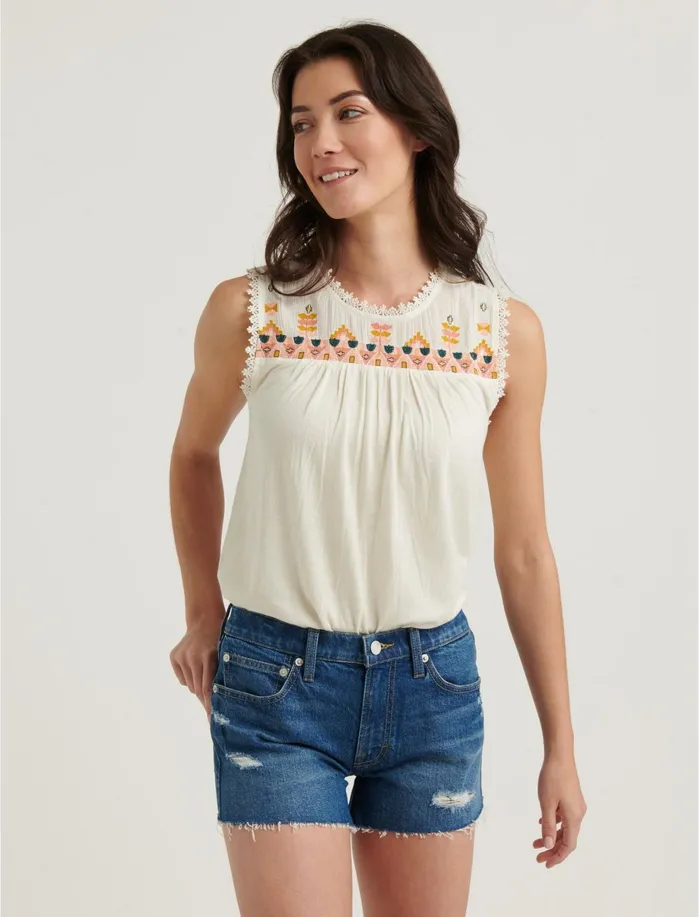 Knit Tops Women Lucky Brand Embroidered Tank Multi